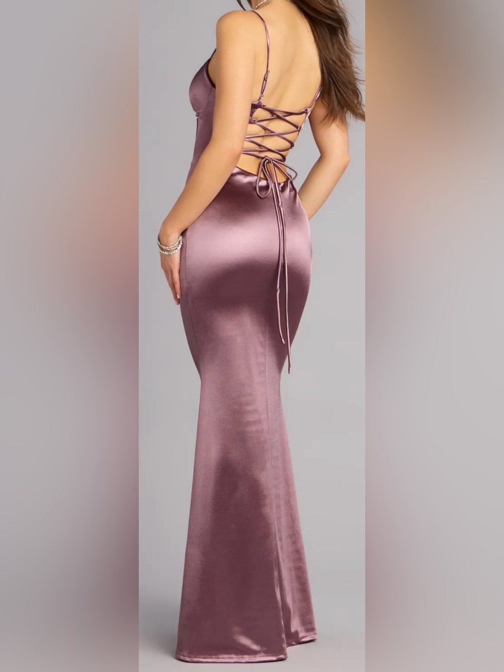 Windsor Satin Maxi Skirt in Mauve Homecoming/Prom - Picture 3 of 5